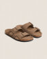 Split leather double-strap sandals