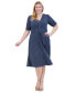 ფოტო #1 პროდუქტის Plus Size Pleated V-Neck Tie-Waist Dress