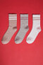 Kadın 3'lü Pamuklu Uzun Çorap A5877axns