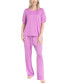 ფოტო #1 პროდუქტის Women's 2-Pc. I Heart Lounge Printed Pajamas Set