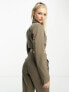 Фото #4 товара Noisy May cropped tie detail blazer co-ord in khaki