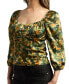 ფოტო #3 პროდუქტის Juniors' Printed Satin Shirred-Bust Sweetheart Top