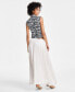 Фото #5 товара Women's Zebra-Print Mock-Neck Cropped Top, Created for Macy's