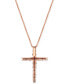 ფოტო #3 პროდუქტის Chocolate Ombré Diamond Cross 18" Pendant Necklace (1/2 ct. t.w.) in 14k Gold (Also Available in Rose Gold or White Gold)