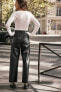 Zw navy straight-leg high-waist faux leather trousers