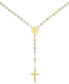 Beaded Cross 24" Lariat Necklace in Stainless Steel & Yellow Ion-Plate