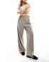 Фото #2 товара Selected Femme high waist wide fit trousers in beige