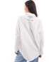 ASOS Weekend Collective oversized shirt with woven badge in white Белый, 36 - фото #3