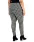 Фото #2 товара Plus Size Houndstooth Pull-On Ponte Pants, Created for Macy's