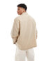 ASOS DESIGN oversized square collar shirt with cargo pockets in beige