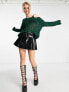 Фото #7 товара COLLUSION knitted off the shoulder jumper in green and black multi yarn