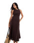 Фото #1 товара Forever New cross back linen midaxi dress in brown