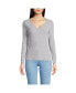 Women's Lightweight Waffle Skimming Long Sleeve Notch Neck T-Shirt