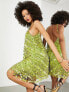 Фото #11 товара ASOS EDITION paillette fringe sequin halter mini dress in lime green