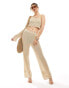 Something New X Cenit Nadir fine crochet trouser co-ord in beige