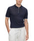 Фото #1 товара Men's Linen-Blend Polo Sweater with Zip Placket