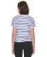 ფოტო #2 პროდუქტის Petite Cotton Striped Crewneck Tee