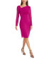 Фото #3 товара Women's Asymmetric-Neck Long-Sleeve Bodycon Dress