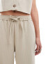 Фото #7 товара Miss Selfridge relaxed pull on trouser in beige pinstripe co ord