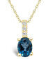 Фото #1 товара London Blue Topaz (1-5/8 Ct. T.W.) and Diamond Accent Pendant Necklace in 14K Yellow Gold