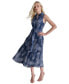 ფოტო #1 პროდუქტის Women's Printed Mini-Pleated Tiered Shirtdress