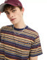 Vans cullen striped t-shirt in brown and blue multi