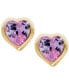 ფოტო #1 პროდუქტის Children's Purple Cubic Zirconia Heart Earrings in 14k Gold