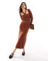 Фото #2 товара Scalpers square knit dress in terracotta