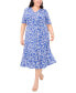 ფოტო #5 პროდუქტის Plus Size Printed Tie-Waist Midi Dress