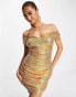 In The Style exclusive sequin off shoulder mini dress in gold