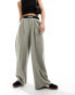 Фото #1 товара Bershka deep waistband wide leg trousers in light brown