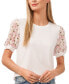 Фото #1 товара Women's Mixed Media Puff Sleeve Bouquet Knit Top