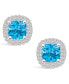ფოტო #1 პროდუქტის Topaz (2-1/2 ct. t.w.) and Diamond (3/8 ct. t.w.) Halo Stud Earrings in 14K White Gold