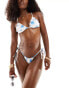 Фото #1 товара ASOS DESIGN Island tie side bikini bottom in white & blue