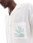 Pull&Bear sunset embroidered shirt in white