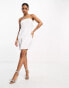 Фото #4 товара Pieces Bride To Be satin bandeau mini dress with bow back detail in white