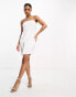 Фото #2 товара Pieces Bride To Be satin bandeau mini dress with bow back detail in white