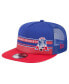 Men's Royal/Red New England Patriots Half Stripe Trucker 9FIFTY Snapback Hat