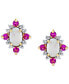 ფოტო #3 პროდუქტის Multi-Gemstone (1-1/8 ct. t.w.) & Diamond (1/8 ct. t.w.) Stud Earrings in 10k Gold