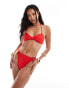 South Beach essentials knot front bandeau bikini top in red