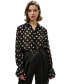 Women's Polka Dots Georgette Blouse White dots in black, XSmall - фото #3