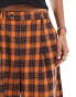 COLLUSION Unisex check wide leg trousers in orange