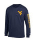 Фото #3 товара Men's Navy West Virginia Mountaineers Team Stack Long Sleeve T-shirt
