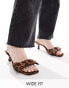 ASOS DESIGN Wide Fit Hyphen bow detail mid heeled mules in leopard