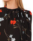 Фото #3 товара Women's Floral Tie Neck Button Shoulder Long Sleeve Blouse