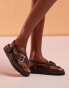 ASOS DESIGN Folly premium leather sandals in brown