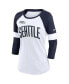 ფოტო #3 პროდუქტის Women's Seattle Seahawks White, Heather College Navy Football Pride Raglan 3/4-Sleeve T-shirt