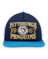 Men's Navy, Light Blue Distressed Pittsburgh Penguins Heritage Vintage-Like Foam Front Trucker Snapback Hat