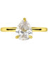 ფოტო #1 პროდუქტის Cubic Zirconia Pear Solitaire Engagement Ring in 14k Gold-Plated Sterling Silver