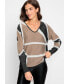 ფოტო #1 პროდუქტის Women's Cotton Blend Long Sleeve Geo Lurex Sweater